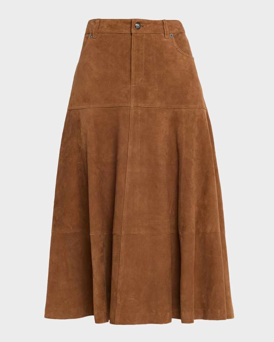 Matty Paneled Suede Midi Skirt